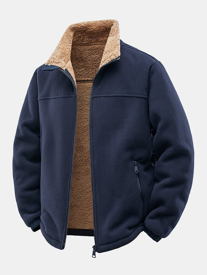 Men's Teddy-Lined Polar Fleece Jacket in navy, Relaxed Fit