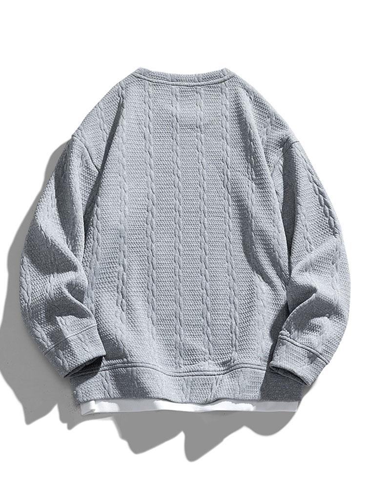 Men's Textured Jacquard Crew Neck Sweatshirt – Relaxed Fit