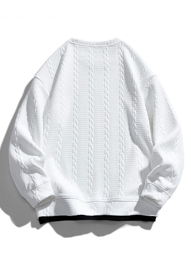 Men's Textured Jacquard Crew Neck Sweatshirt – Relaxed Fit