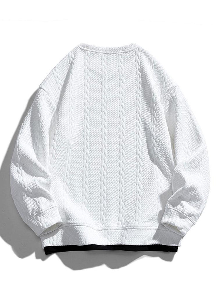 Men's Textured Jacquard Crew Neck Sweatshirt – Relaxed Fit