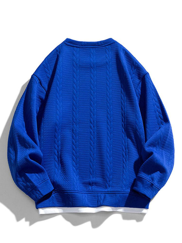 Men's Textured Jacquard Crew Neck Sweatshirt – Relaxed Fit
