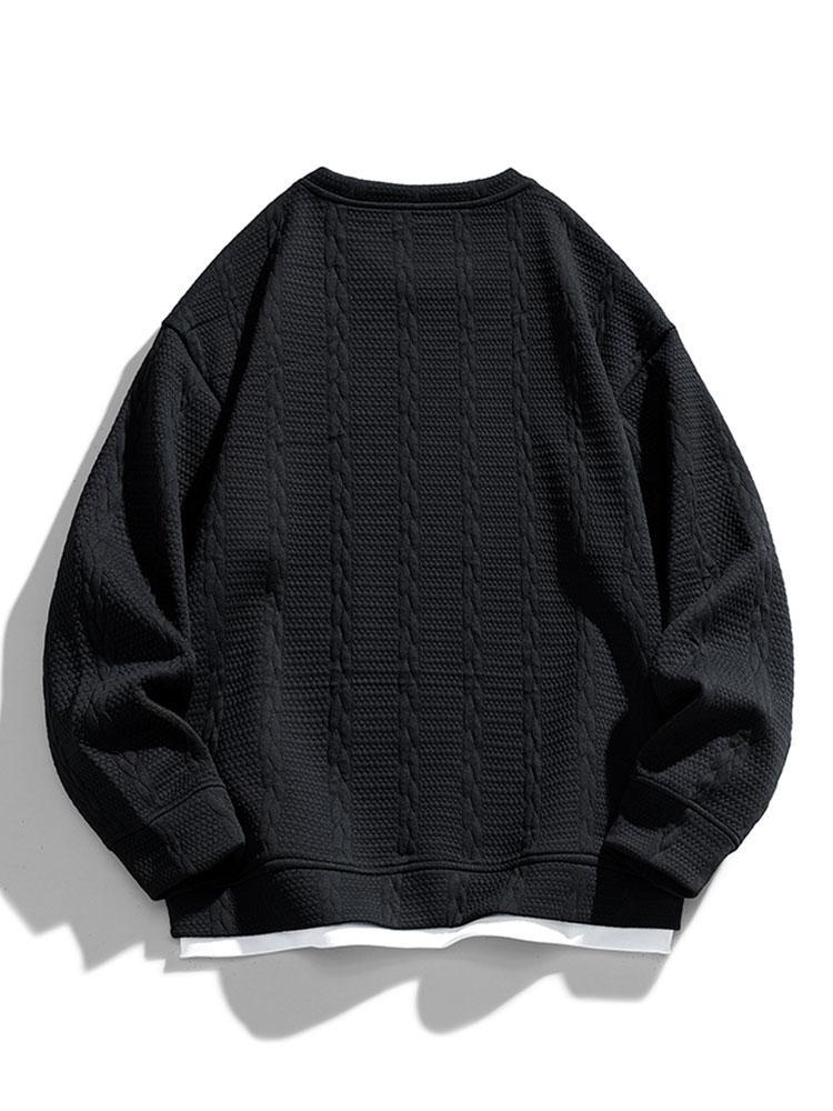 Men's Textured Jacquard Crew Neck Sweatshirt – Relaxed Fit
