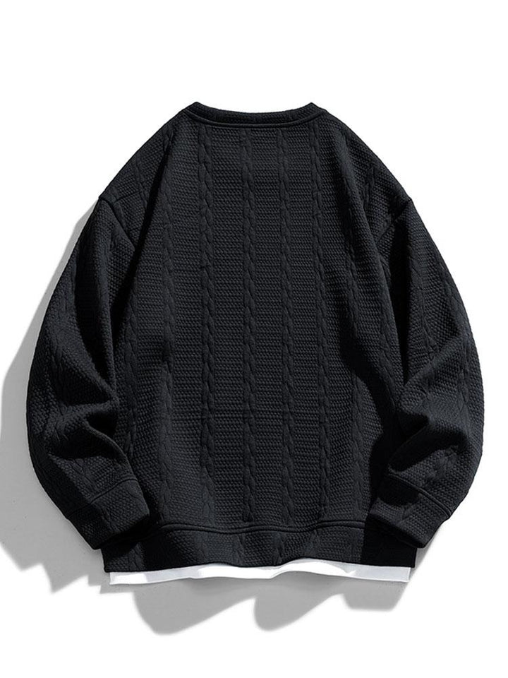 Men's Textured Jacquard Crew Neck Sweatshirt – Relaxed Fit