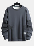 Men's Textured Patchwork Crew Neck Sweatshirt – Relaxed Fit