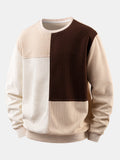 Men's Textured Waffle Sweatshirt with Patchwork Panels – Relaxed Fit