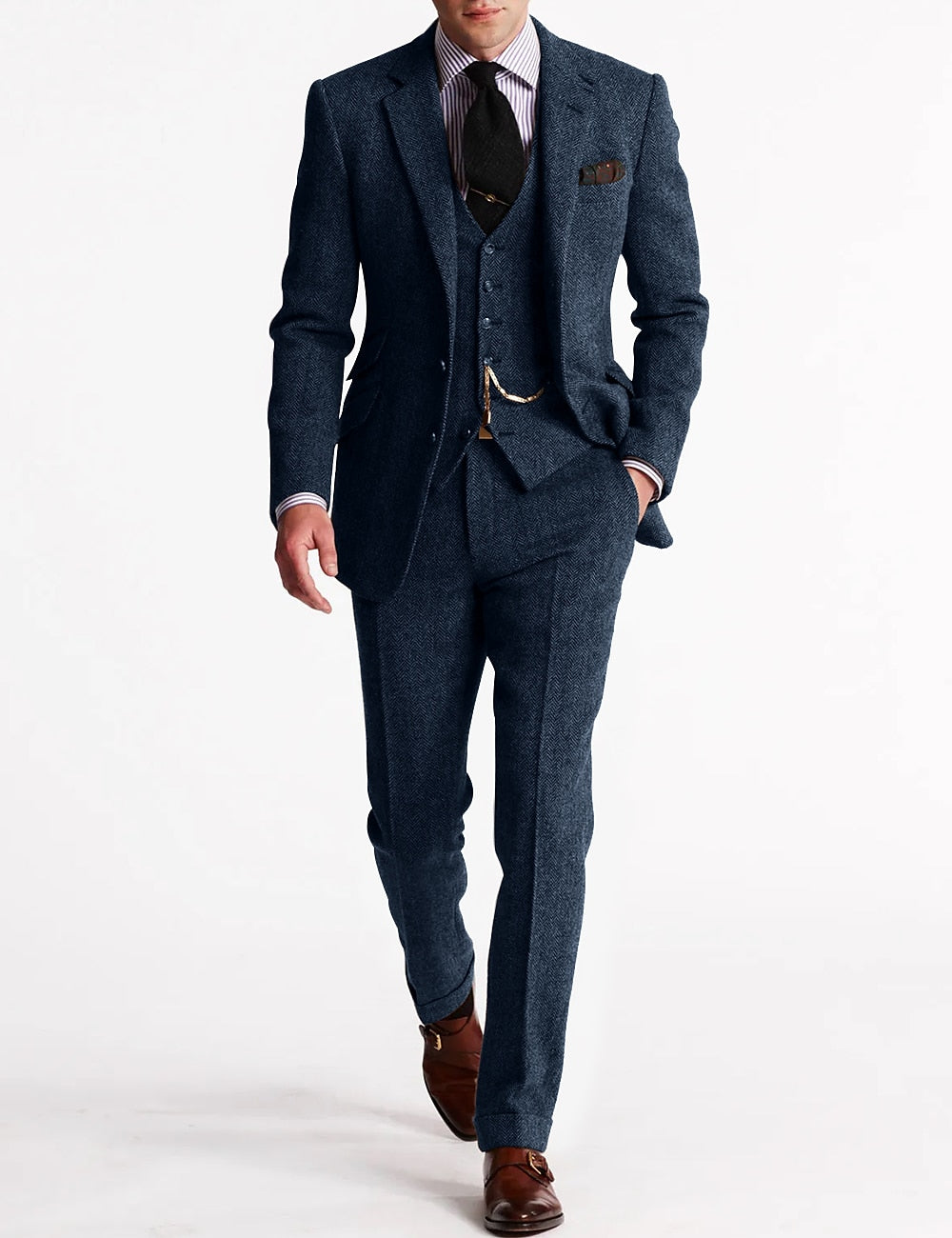 Men's Three-Piece Suit - Formal Business & Wedding Wear - Blue