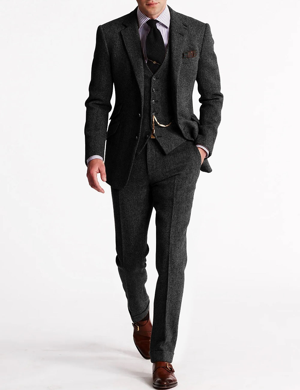 Men's Three-Piece Suit - Formal Business & Wedding Wear - Grey