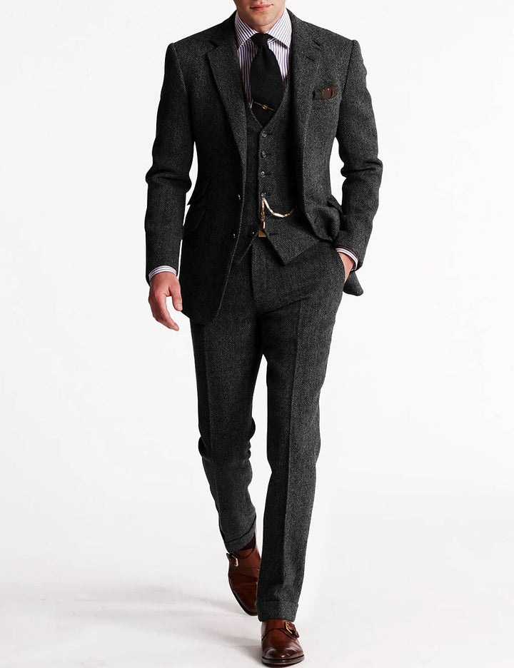 Men's Three-Piece Suit - Formal Business & Wedding Wear - Grey
