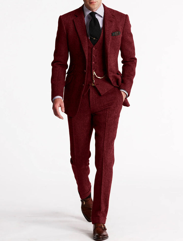 Men's Three-Piece Suit - Formal Business & Wedding Wear - Red