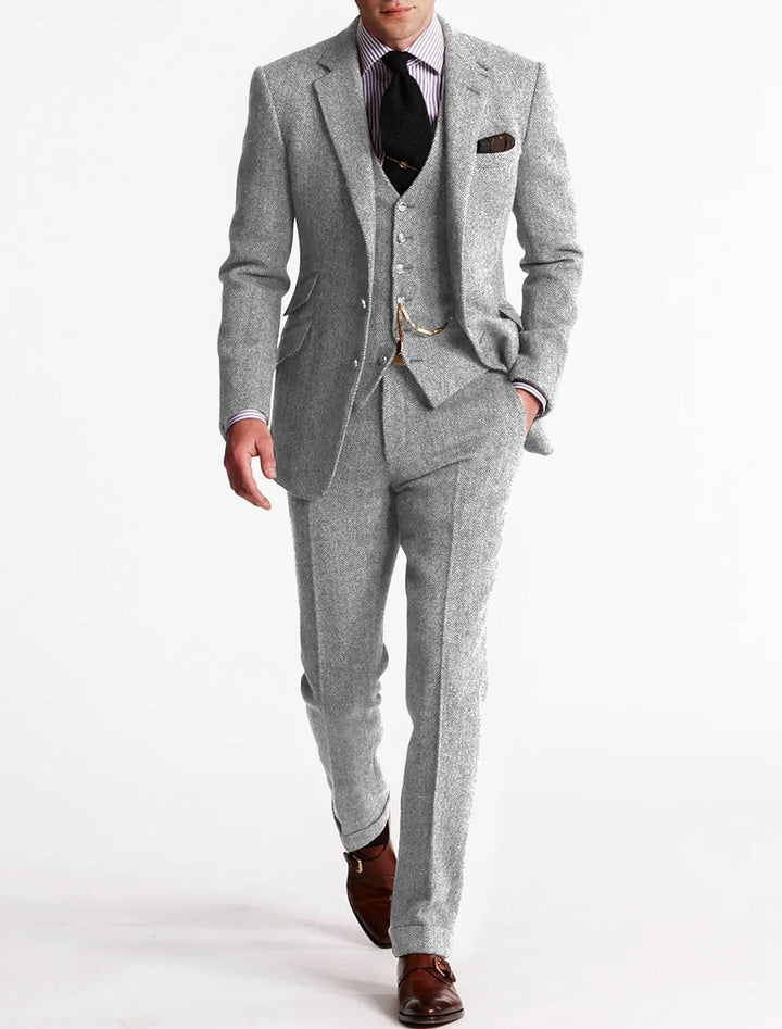 Men's Three-Piece Suit - Formal Business & Wedding Wear - Silver
