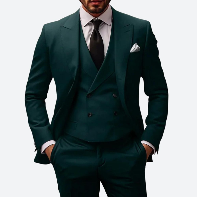 Men's Three-Piece Suit - Slim Fit Formal Wear - Green