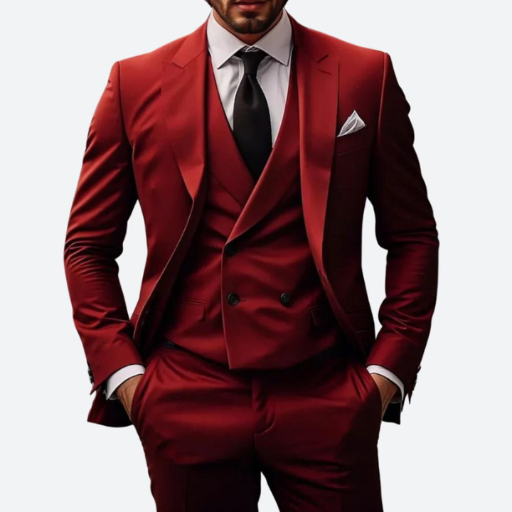 Men's Three-Piece Suit - Slim Fit Formal Wear - Red