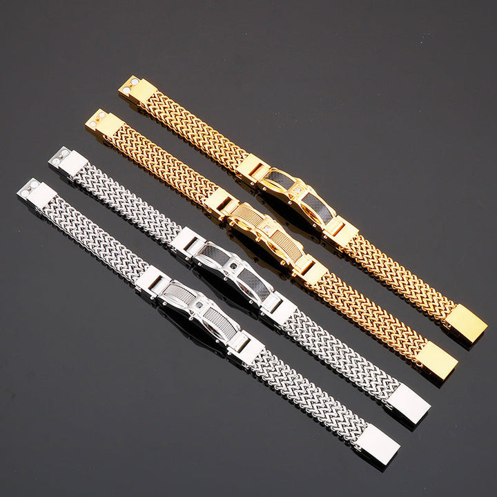 Men's Titanium Bracelet with Magnetic Clasp – Square Design