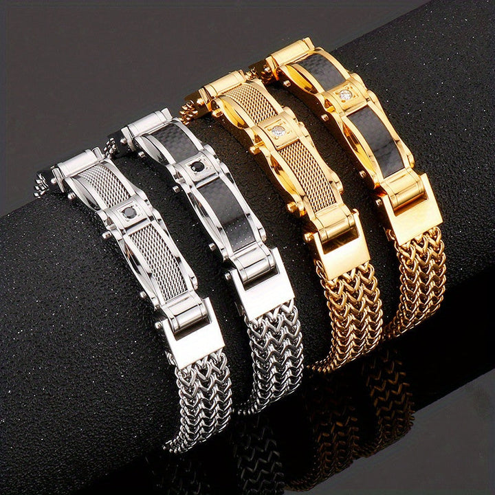 Men's Titanium Bracelet with Magnetic Clasp – Square Design