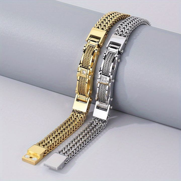 Men's Titanium Bracelet with Magnetic Clasp – Square Design
