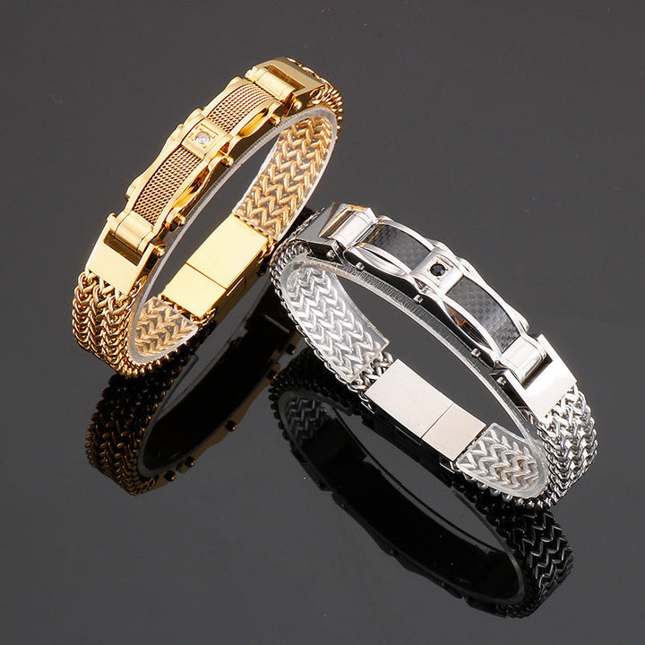 Men's Titanium Bracelet with Magnetic Clasp – Square Design