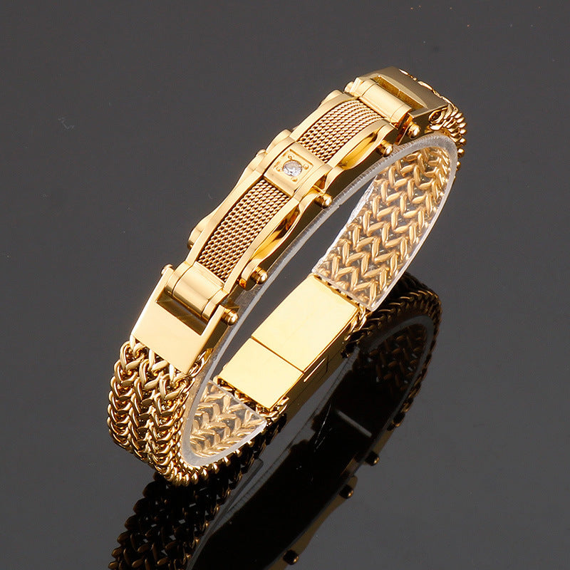 Men's Titanium Bracelet with Magnetic Clasp – Square Design