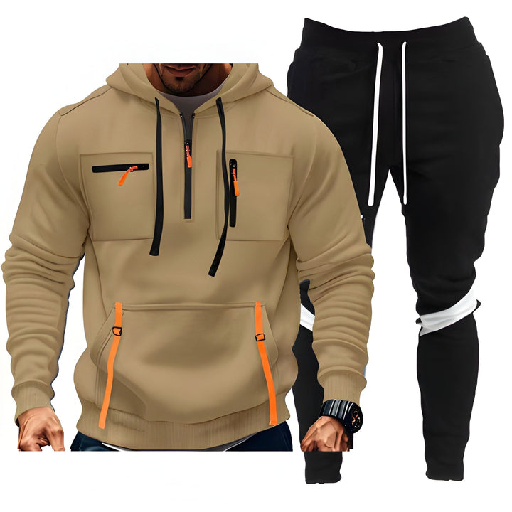 Men's Tracksuit Set - Hoodie & Joggers Comfort Fit - Khaki