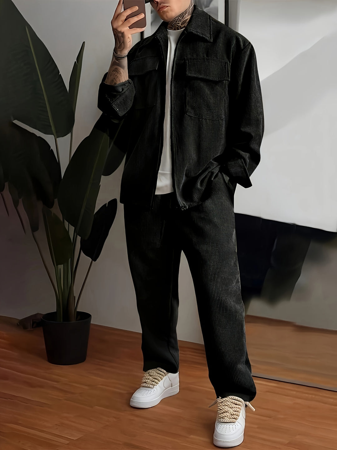 Men's Training Suit - Zip Jacket & Joggers Comfort Fit - Black