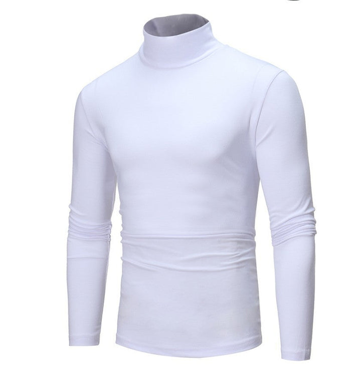 Men's Turtleneck Sweater Long Sleeve - Stretch Knit - White