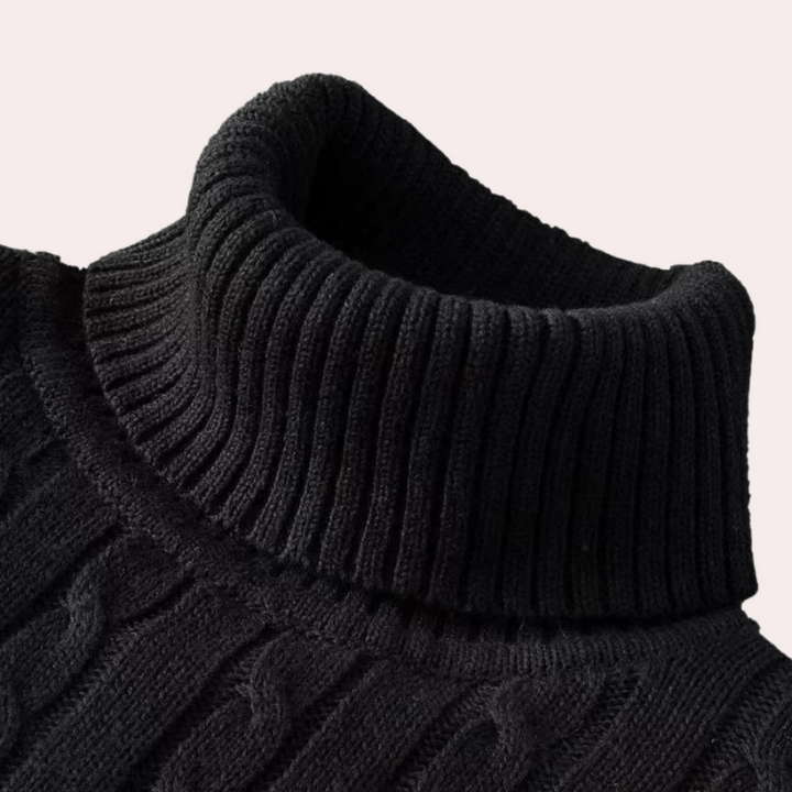 Men's Turtleneck Sweater - Loose Fit Knit