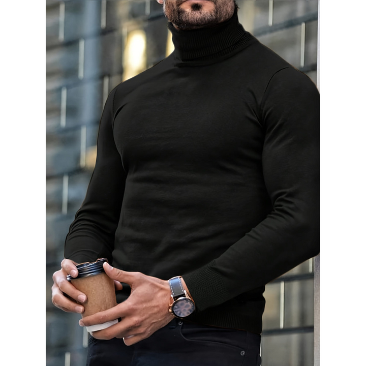 Men's Turtleneck Sweater - Slim Fit Classic Winter - Black