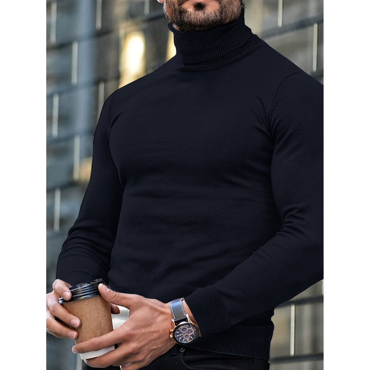 Men's Turtleneck Sweater - Slim Fit Classic Winter - Black