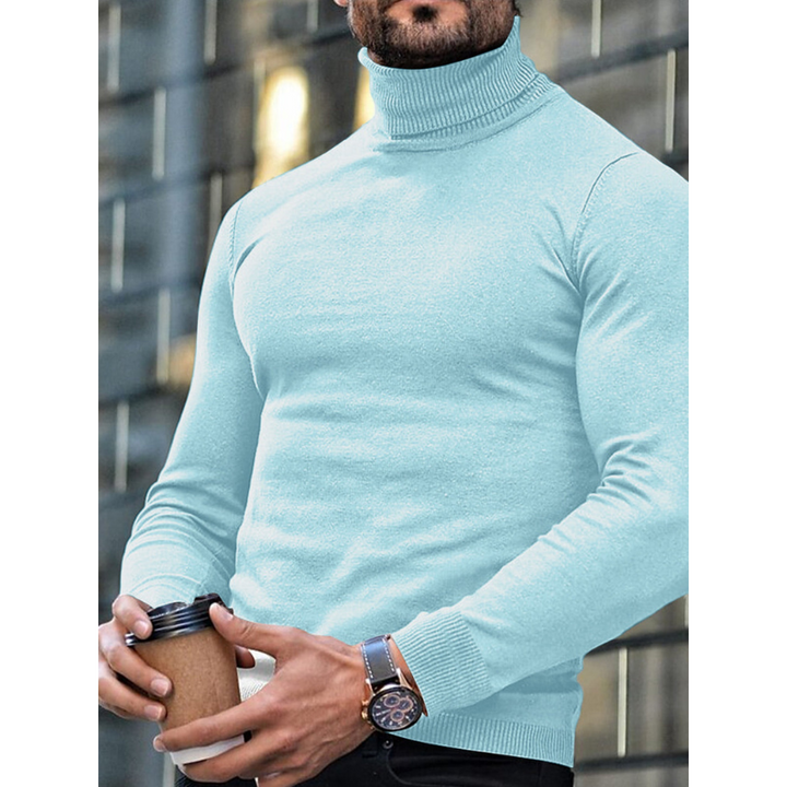 Men's Turtleneck Sweater - Slim Fit Classic Winter - Blue