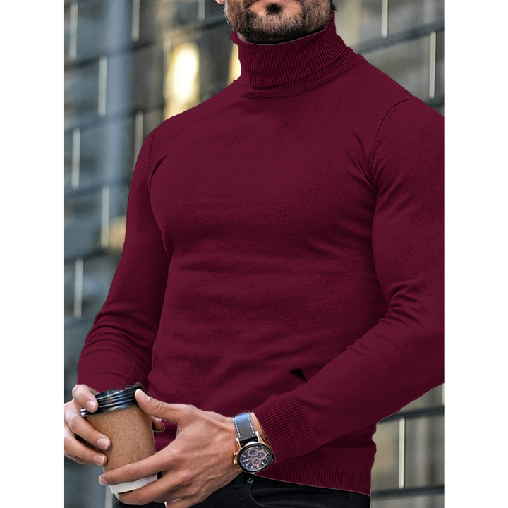 Men's Turtleneck Sweater - Slim Fit Classic Winter - Red