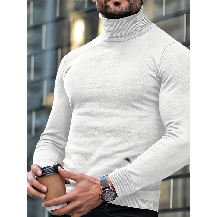 Men's Turtleneck Sweater - Slim Fit Classic Winter - White