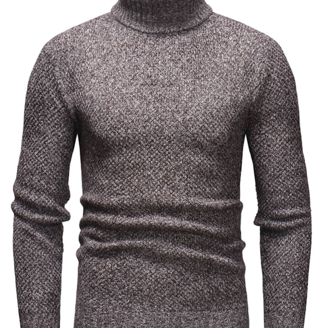 Men's Turtleneck Sweater - Slim Fit Knit - Coffee