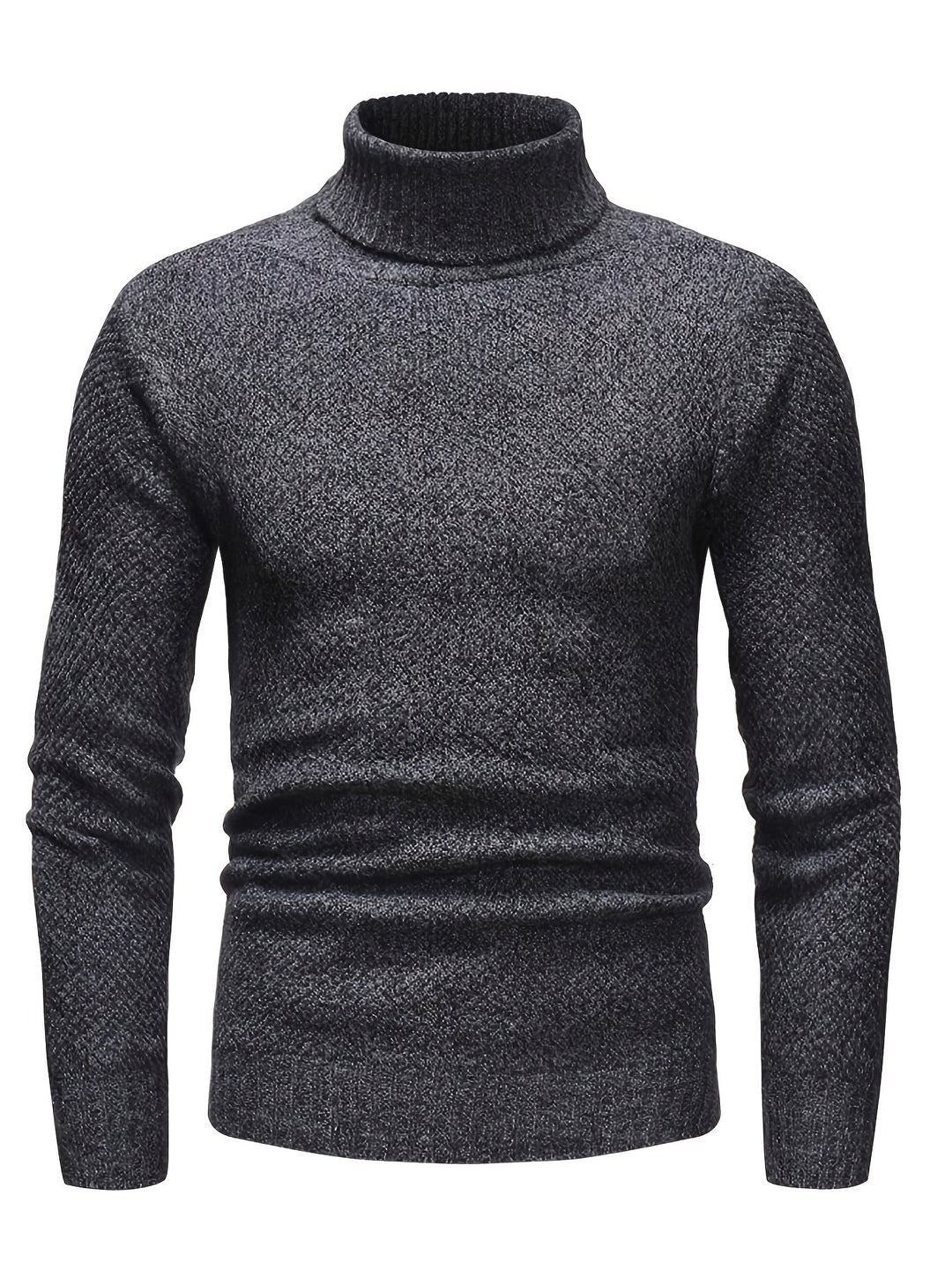 Men's Turtleneck Sweater - Slim Fit Knit - Grey