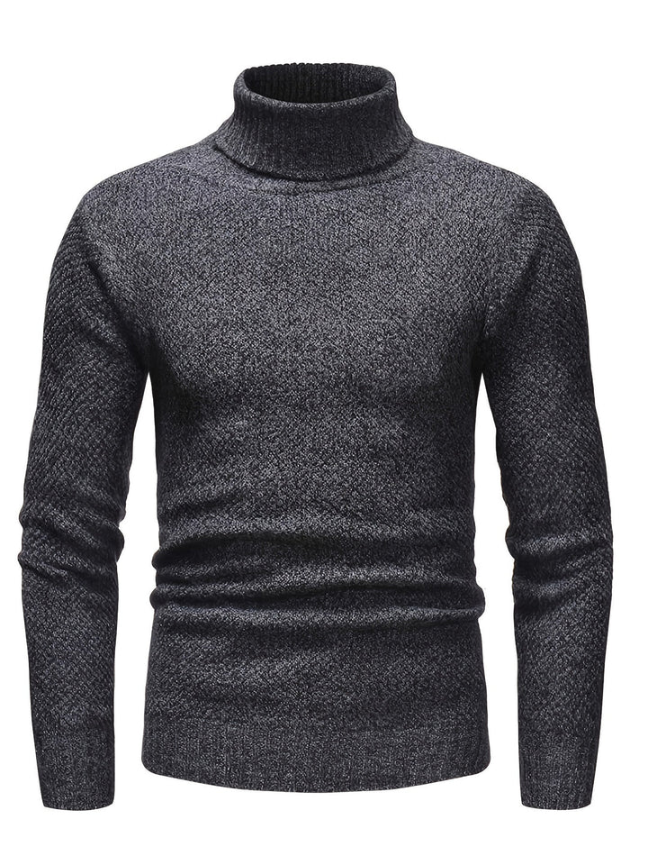 Men's Turtleneck Sweater - Slim Fit Knit - Grey