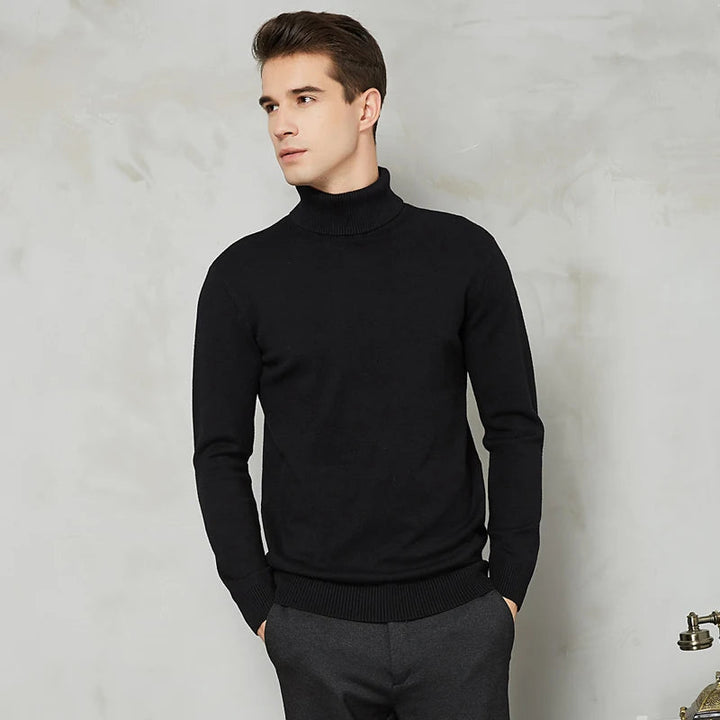 Men's Turtleneck Sweater - Warm Comfort Fit - Black