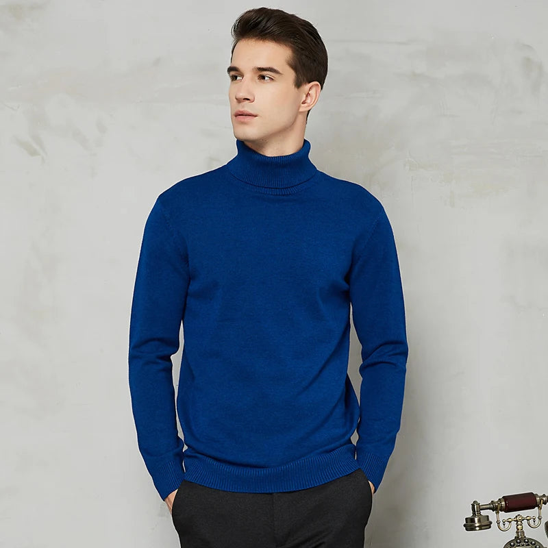 Men's Turtleneck Sweater - Warm Comfort Fit - Blue