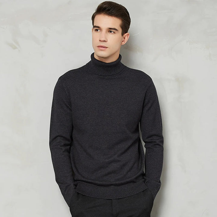 Men's Turtleneck Sweater - Warm Comfort Fit - Grey