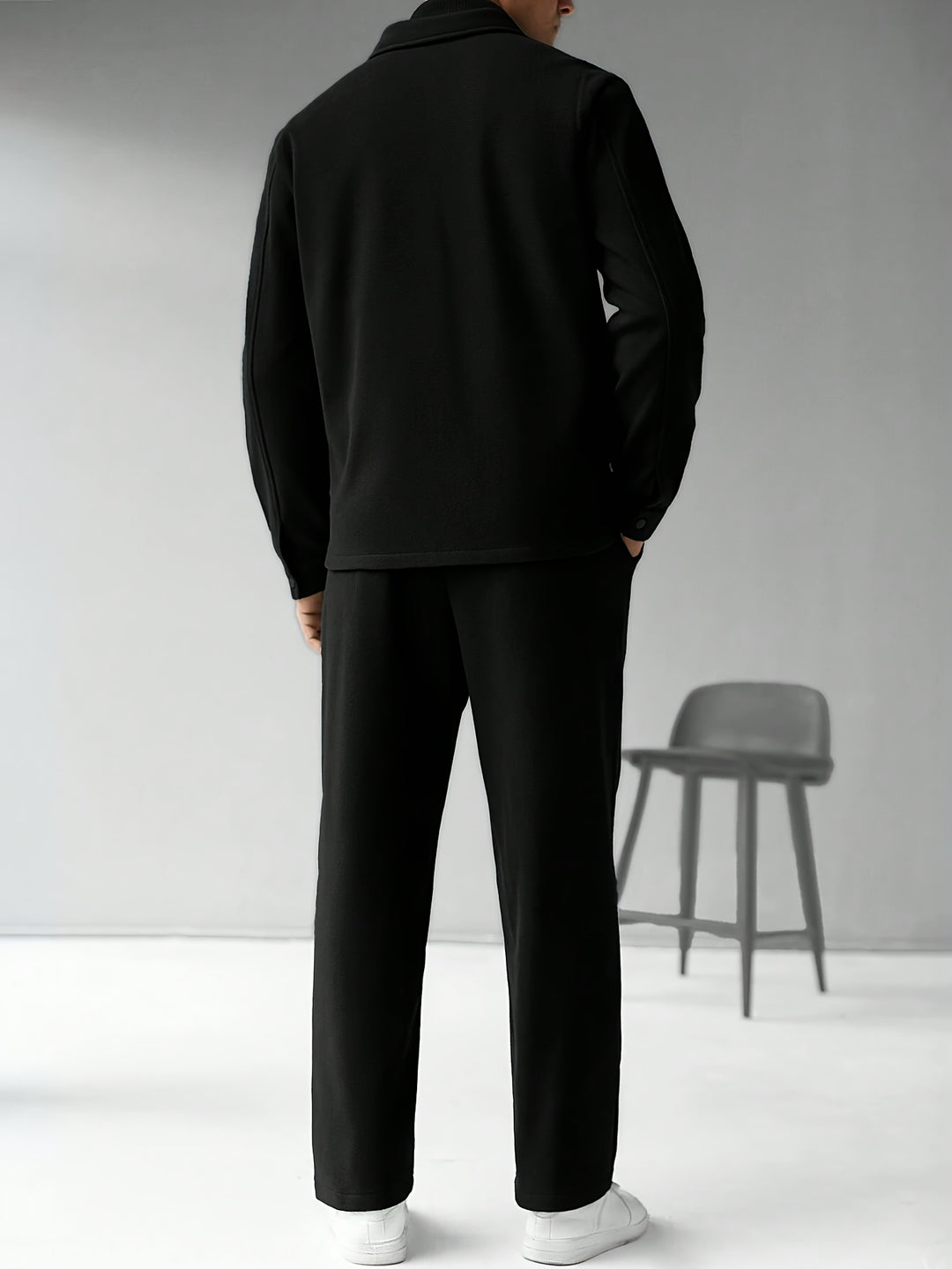 Men's Two-Piece Set - Relaxed Fit Solid Color Spring & Fall