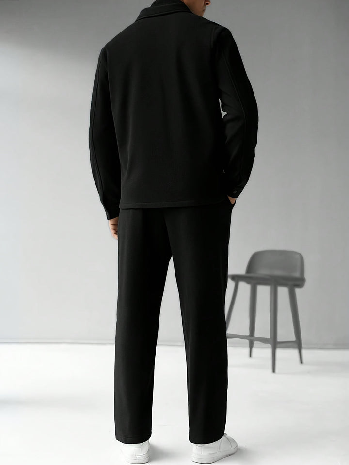 Men's Two-Piece Set - Relaxed Fit Solid Color Spring & Fall