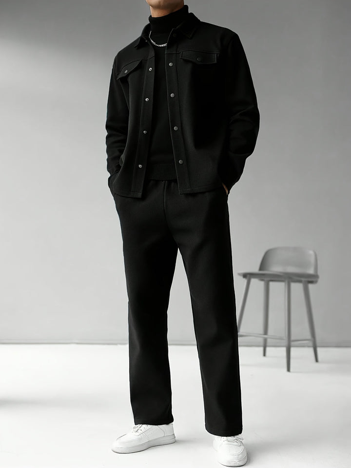 Men's Two-Piece Set - Relaxed Fit Solid Color Spring & Fall