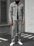 Men's Two-Piece Set - Relaxed Fit Solid Color Spring & Fall
