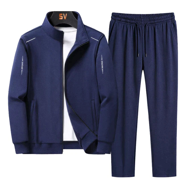 Men's Two-Piece Set with Zipper - Winter Comfort - Blue