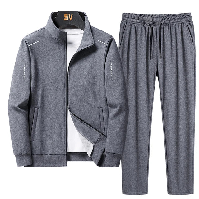 Men's Two-Piece Set with Zipper - Winter Comfort - Grey
