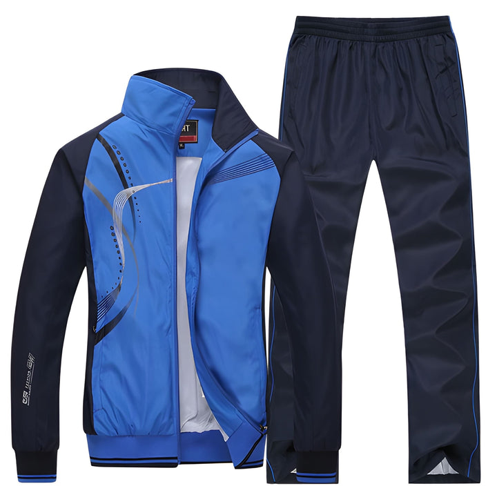 Men's Two-Piece Tracksuit Set - Lightweight Casual Sport - Blue