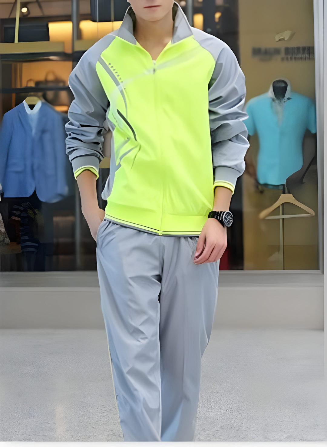 Men's Two-Piece Tracksuit Set - Lightweight Casual Sport - Green