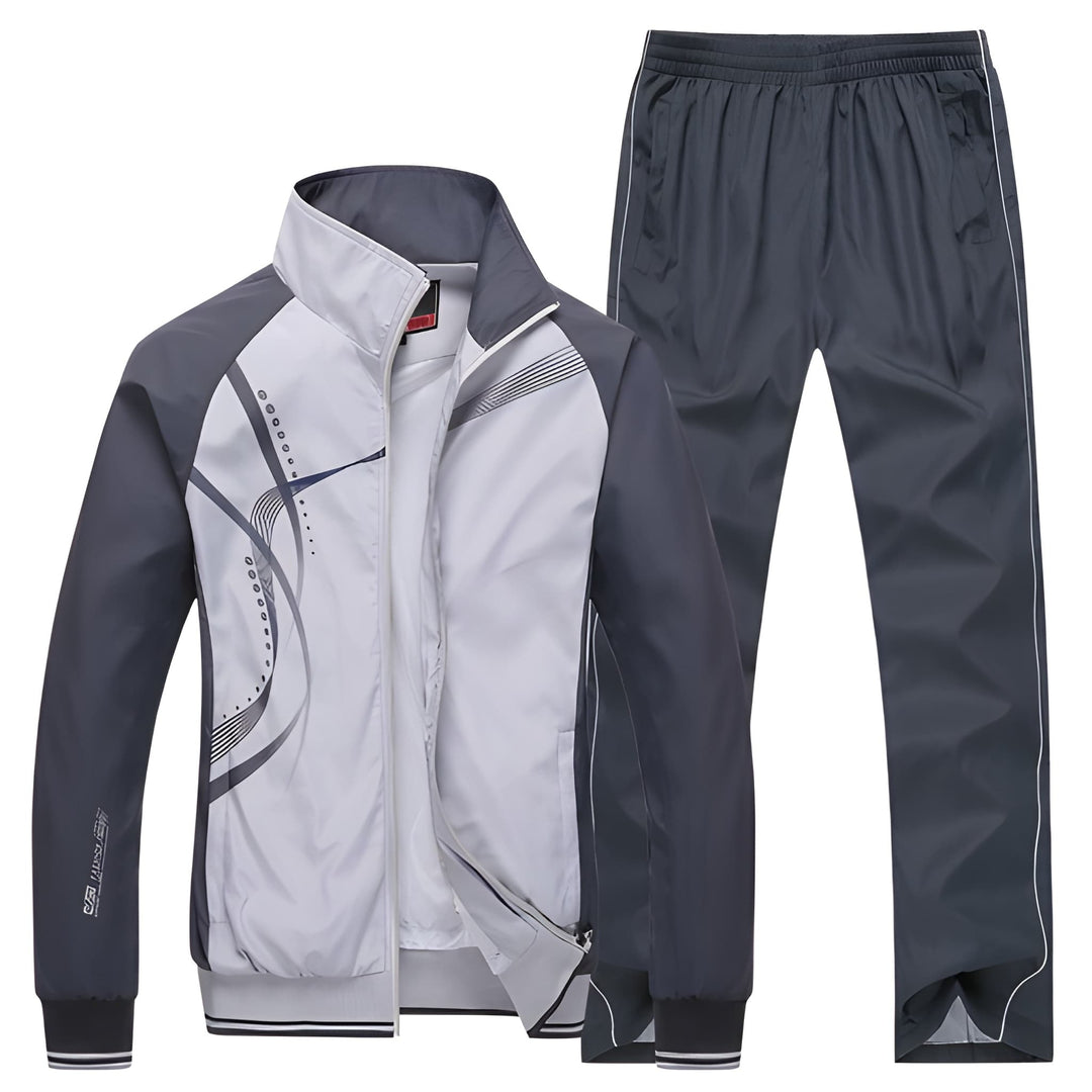 Men's Two-Piece Tracksuit Set - Lightweight Casual Sport - Grey