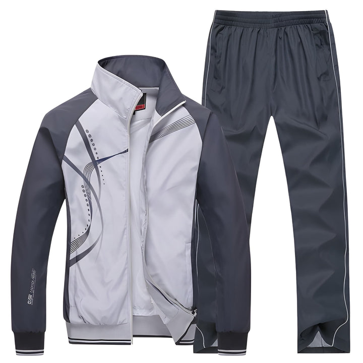 Men's Two-Piece Tracksuit Set - Lightweight Casual Sport - Grey