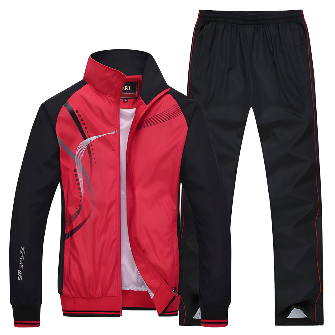 Men's Two-Piece Tracksuit Set - Lightweight Casual Sport - Red