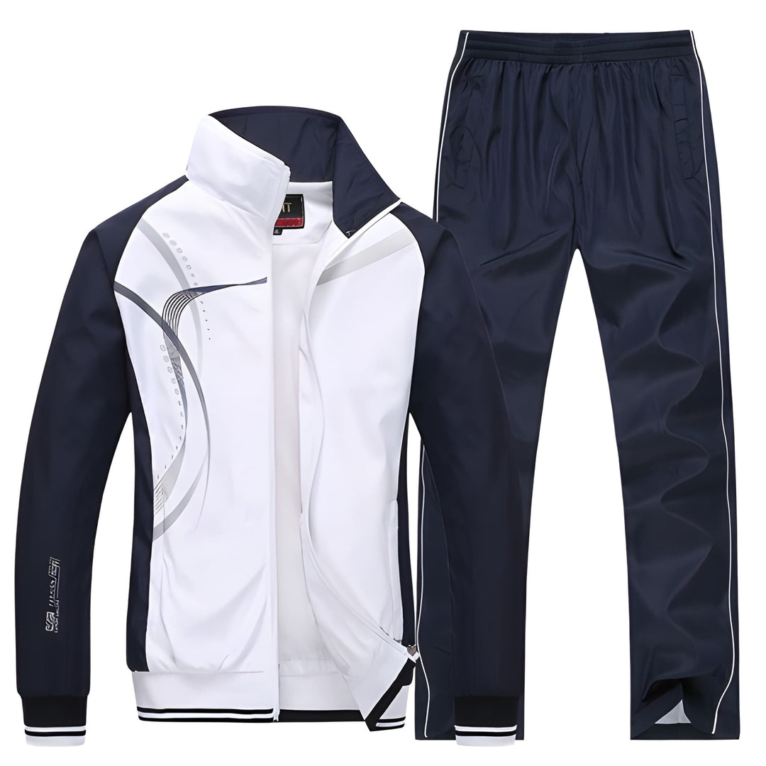 Men's Two-Piece Tracksuit Set - Lightweight Casual Sport - White