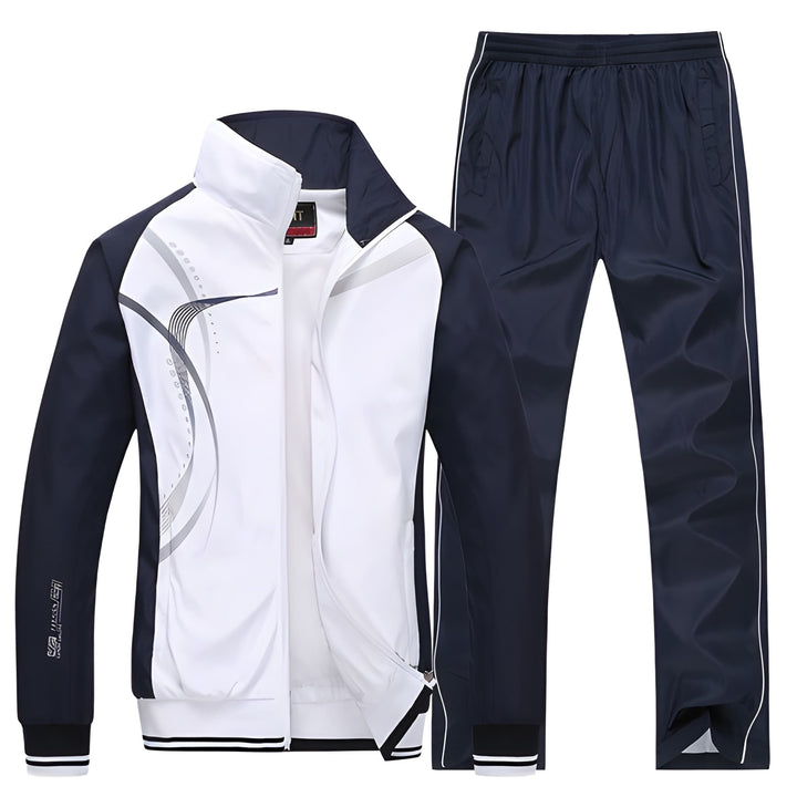 Men's Two-Piece Tracksuit Set - Lightweight Casual Sport - White