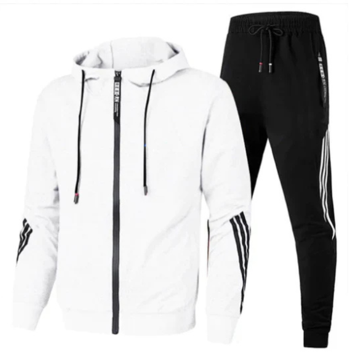 Men's Two-Piece Training Set - Hoodie & Joggers - White